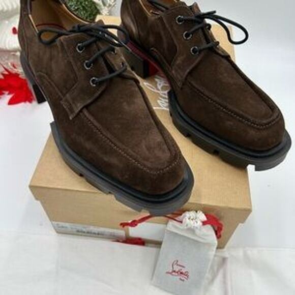 Men's Christian Louboutin, our Georges brown suede lace up shoes size 43 - Picture 10 of 12
